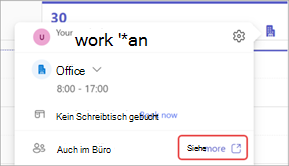 Screenshot: "Mehr anzeigen" beim Anzeigen von Arbeitsplänen im Teams-Kalender