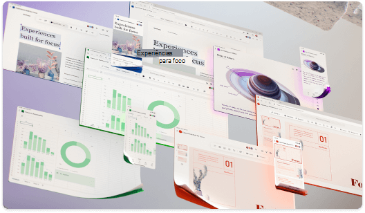 Uma coleção de gráficos e slides do PowerPoint
